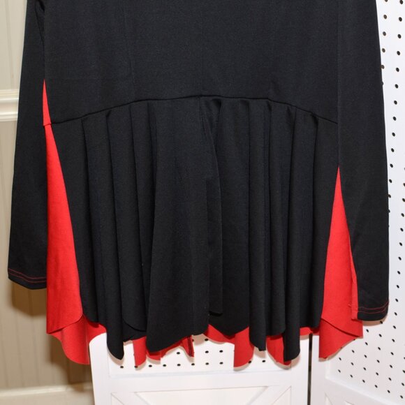 Plus Size 1XL Black & Red Long Sleeve Peplum Ruffle Casual Blazer Jacket - Picture 8 of 14